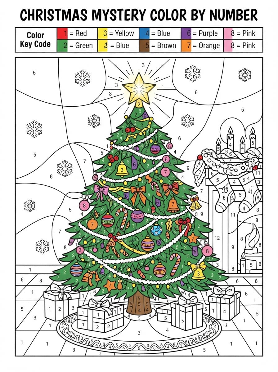Coloriage Magique de Noël : Le Sapin Étincelant