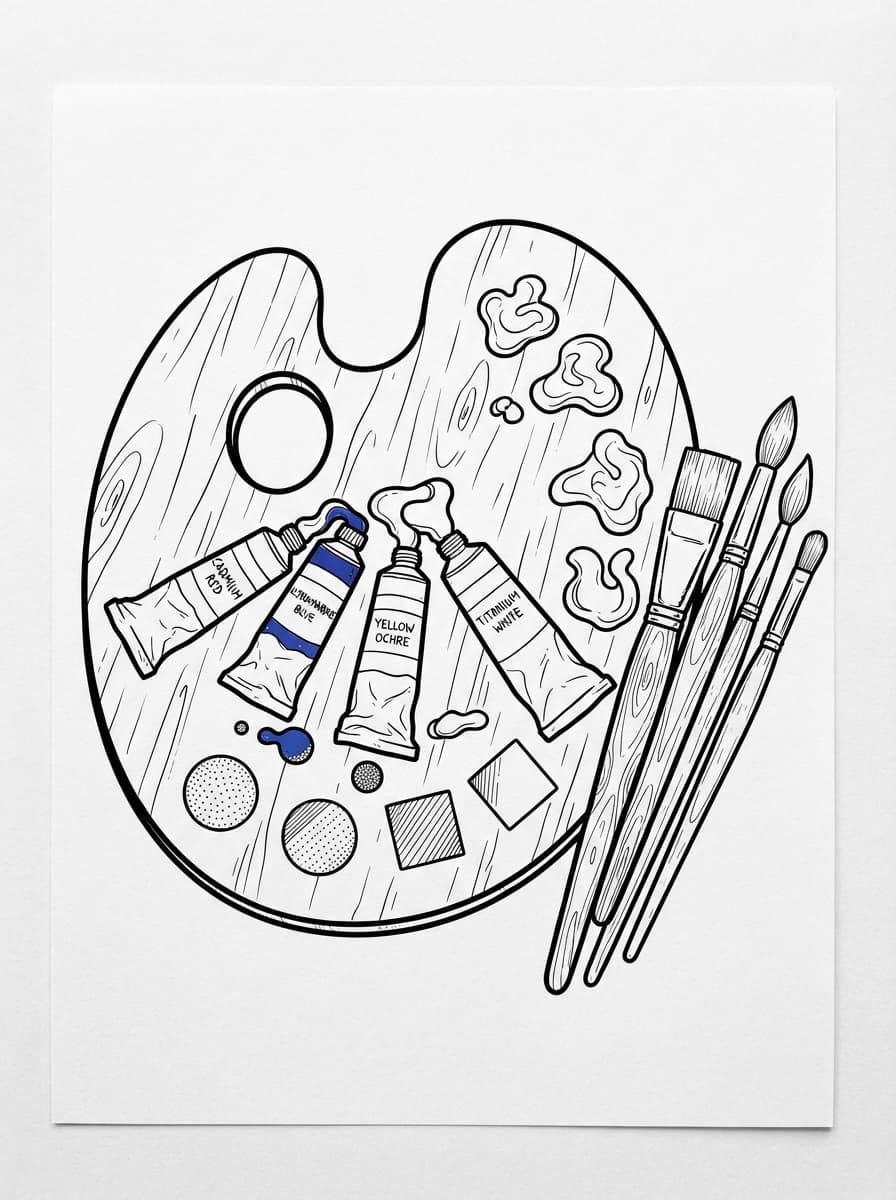 Coloriage La Palette de l'Artiste Peintre