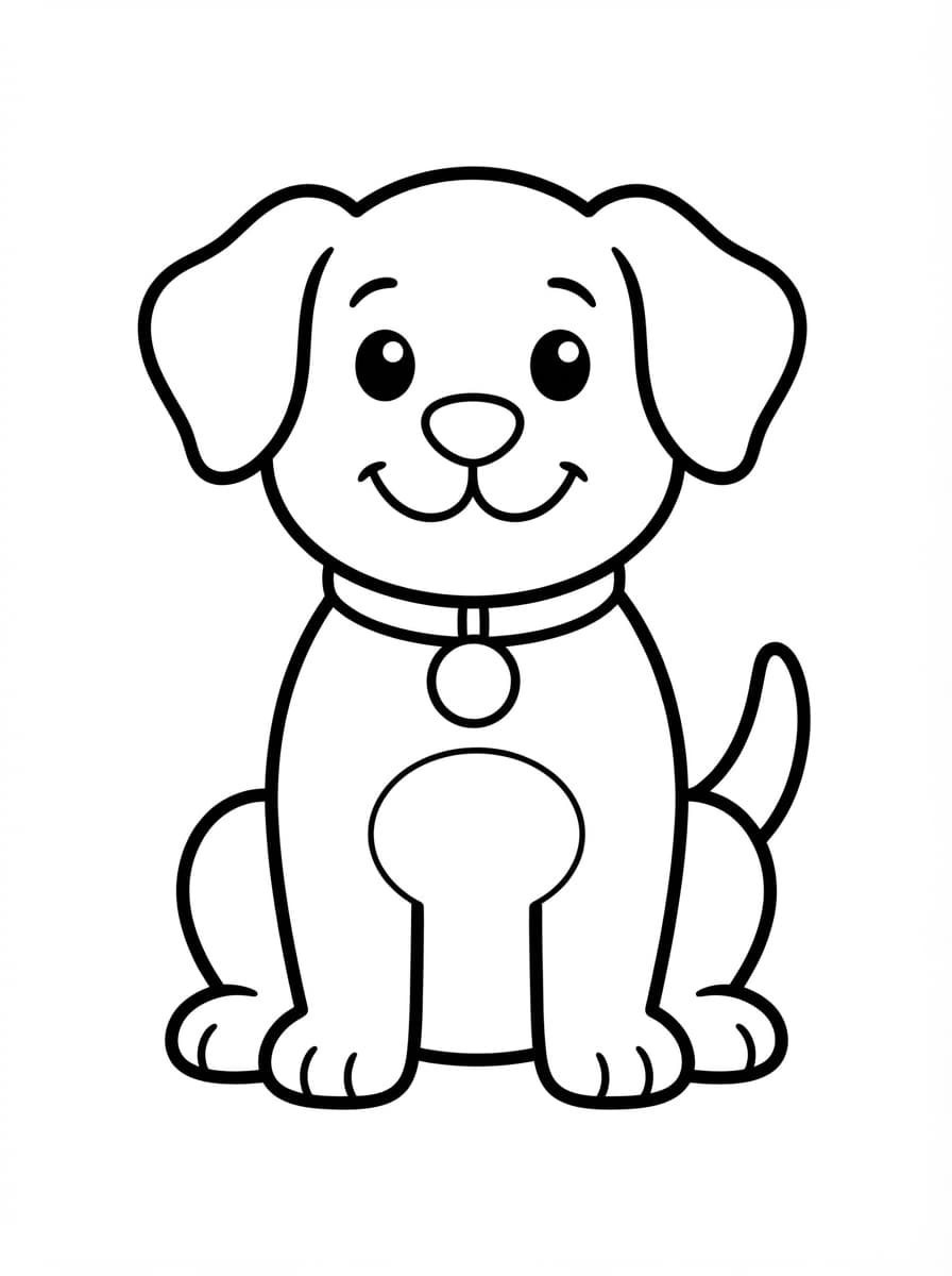 Coloriage Petit Chiot aux Grands Contours