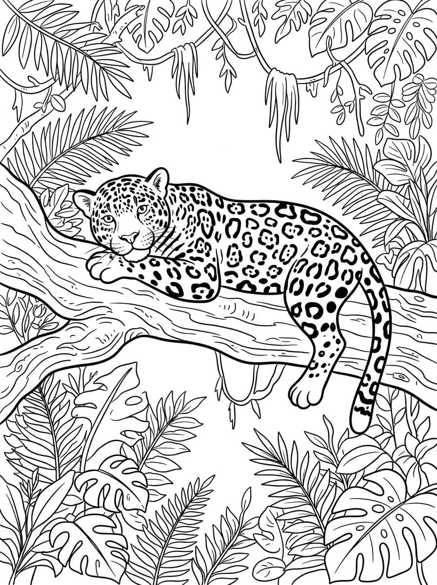 Coloriage Le Jaguar Majestueux dans la Jungle