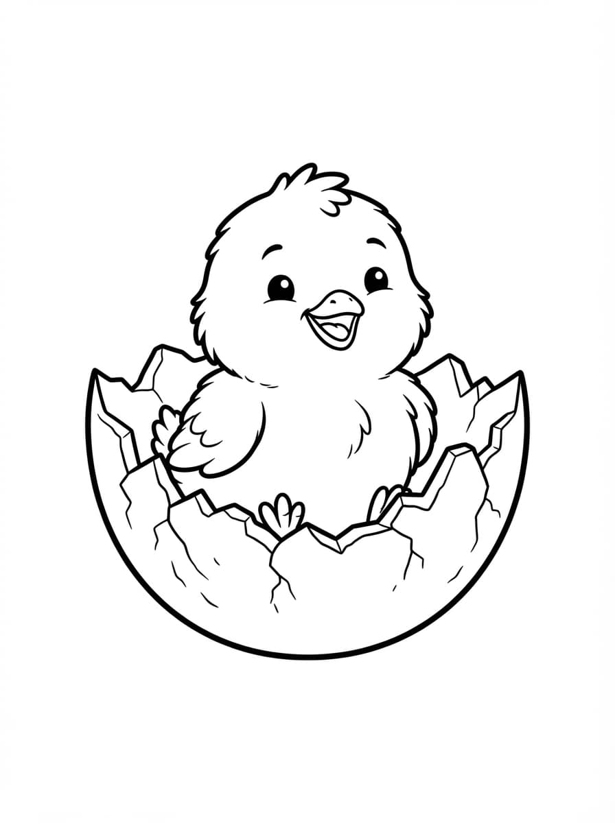Coloriage Le Premier Regard du Bébé Poussin