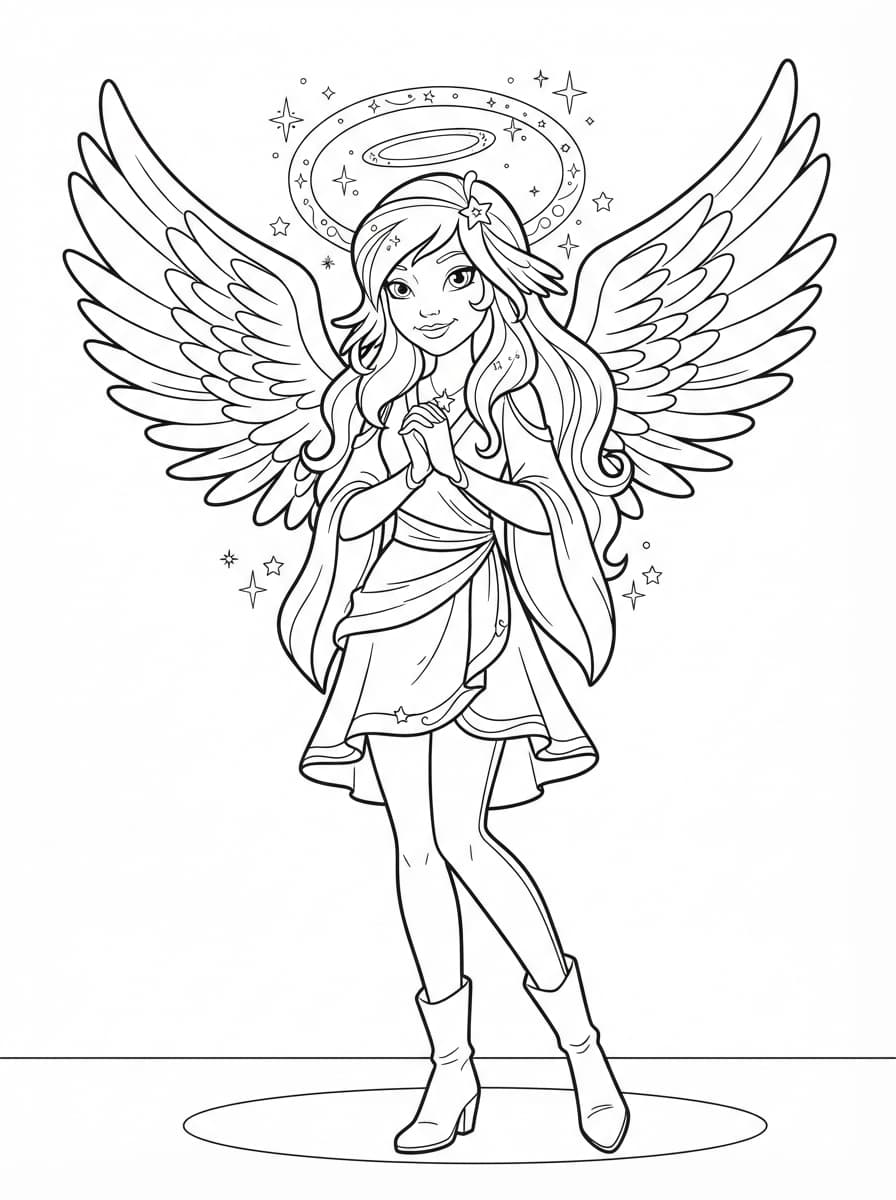 Coloriage Raf l'Ange et son Auréole Lumineuse