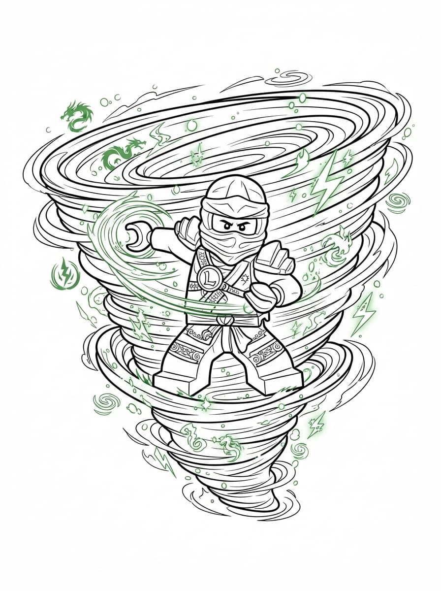 Coloriage Lloyd et la Puissante Tornade Spinjitzu