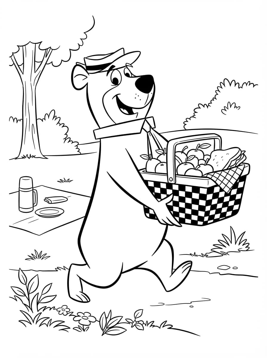 Coloriage Yogi l'Ours en Mission Pique-Nique