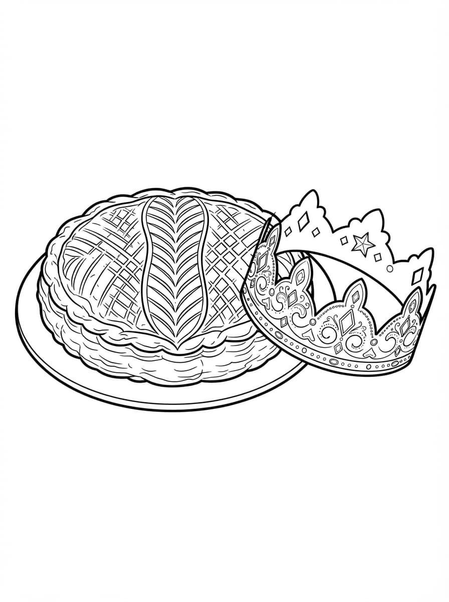 Coloriage Galette des Rois Croustillante et Couronne Royale