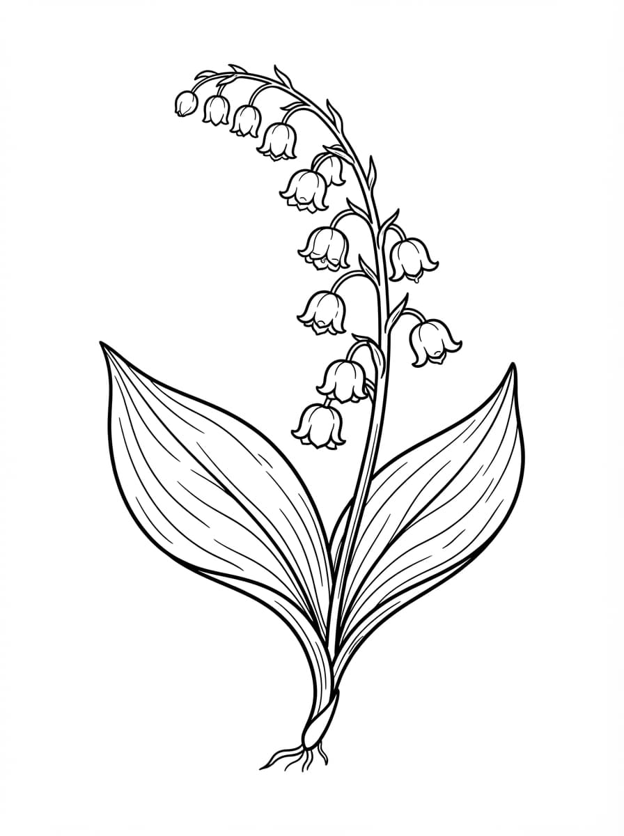Coloriage Brin de muguet porte-bonheur du 1er mai