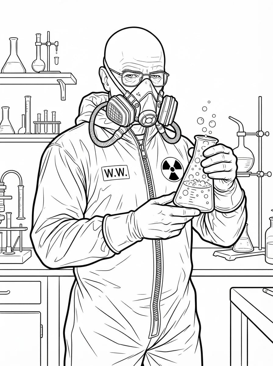 Coloriage L'Expérience au Laboratoire de Walter