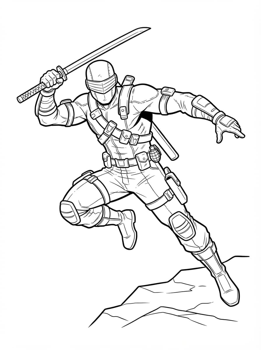 Coloriage Snake Eyes le ninja en action