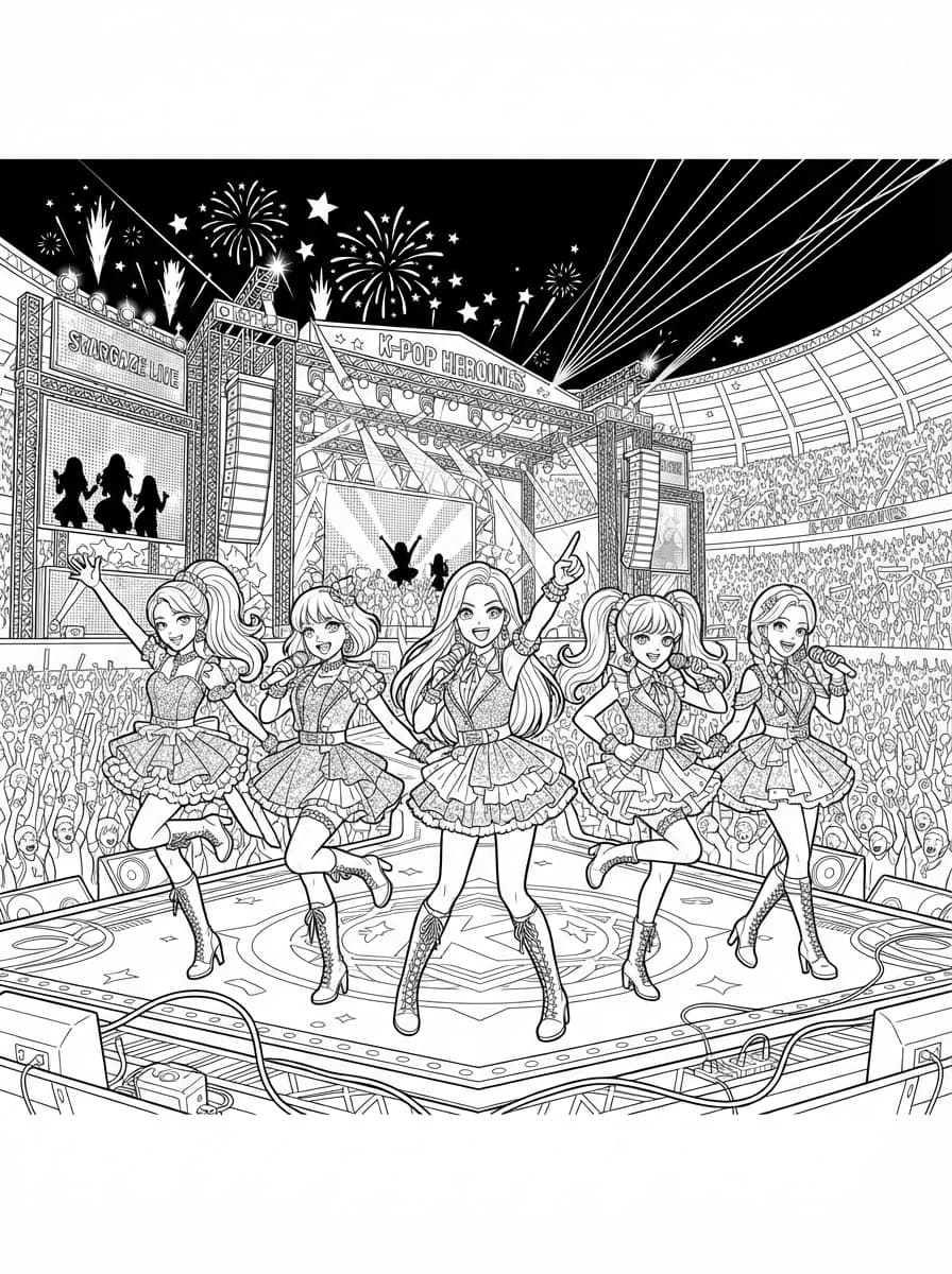 Coloriage Concert K-Pop Géant à Séoul