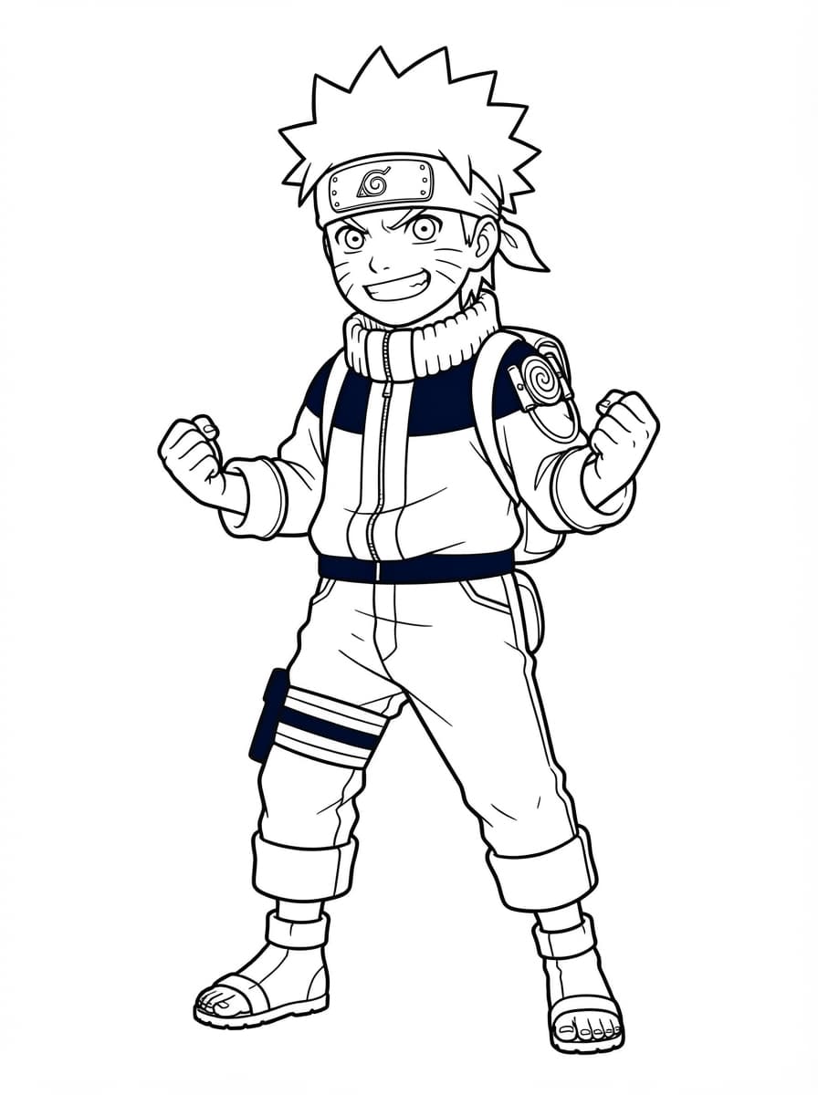 Coloriage Naruto Uzumaki au Sourire Déterminé