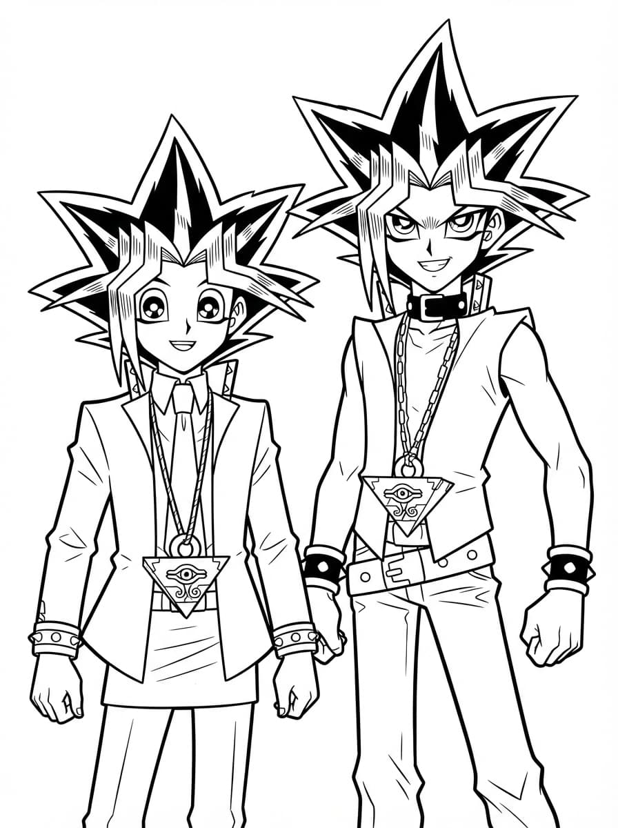 Coloriage Yugi Muto et l'Esprit du Pharaon