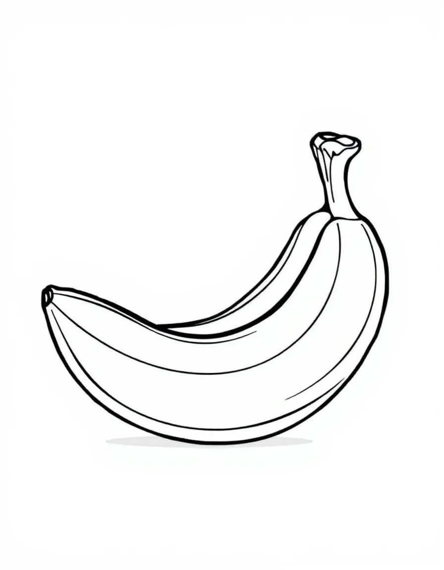 Coloriage Banane - Banane à demi épluchée dont la peau retombe joliment laissant voir le fruit à croquer, dessin clair.