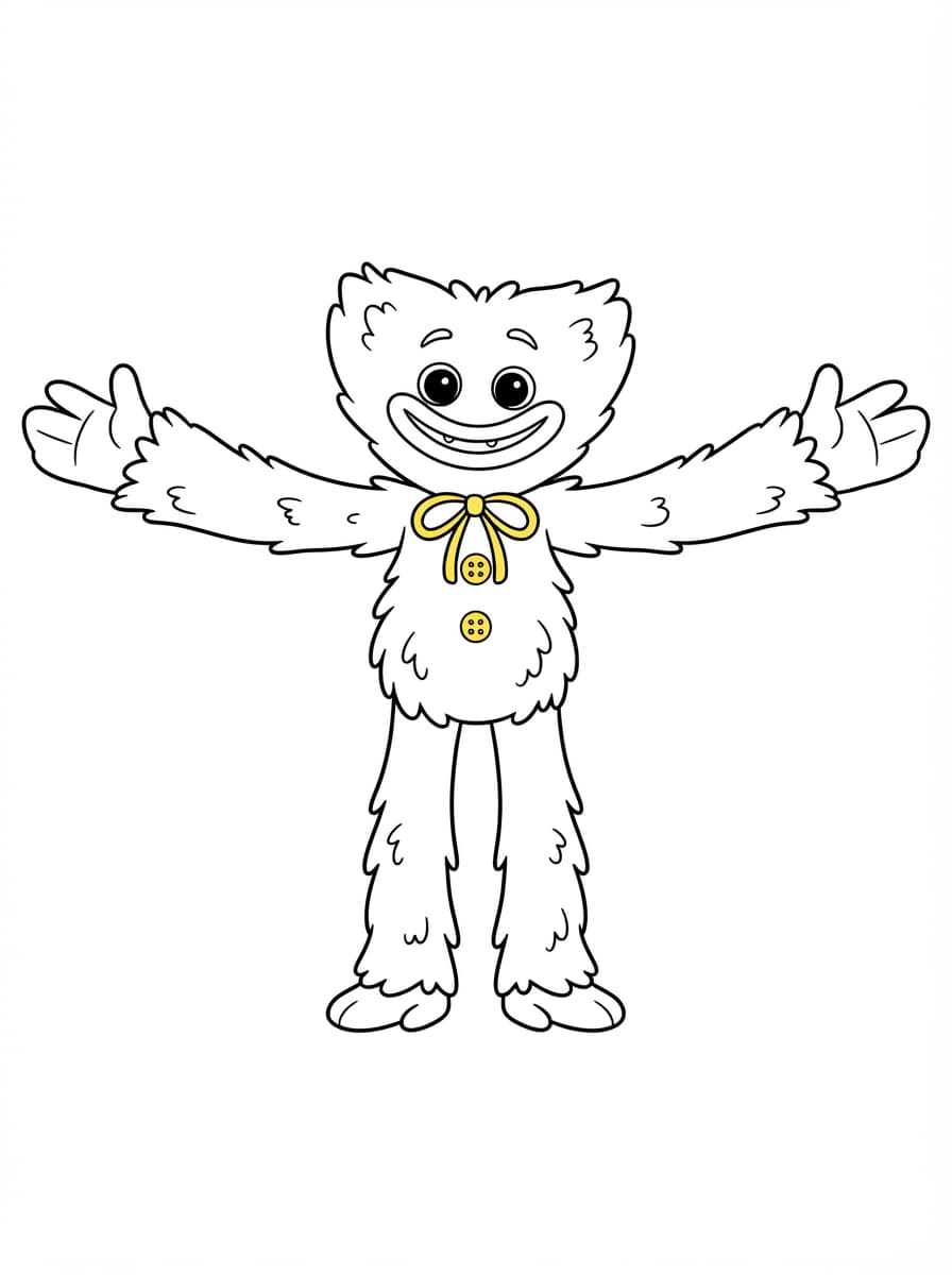 Coloriage Huggy Wuggy et son grand câlin souriant