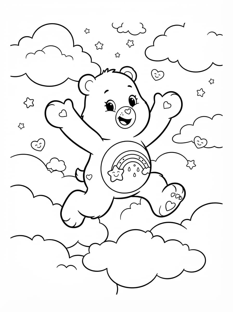 Coloriage Toucâlin qui saute sur un nuage