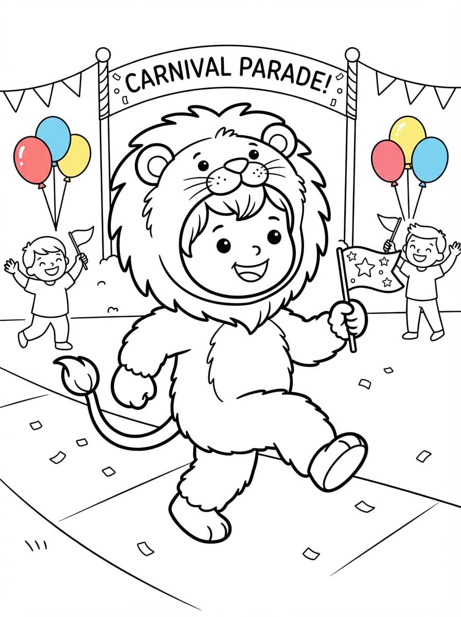 Coloriage Le Petit Lionceau du Carnaval