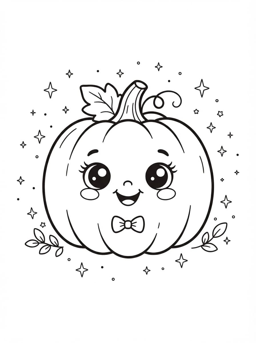 Coloriage Petite Citrouille Étoilée pour Tout-Petits