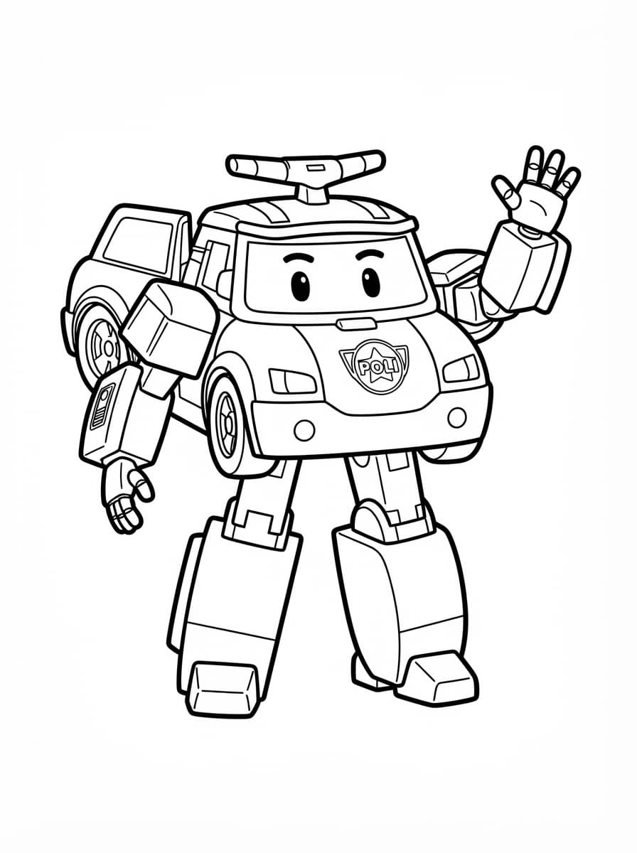 Coloriage Poli le Robot Policier Bienveillant