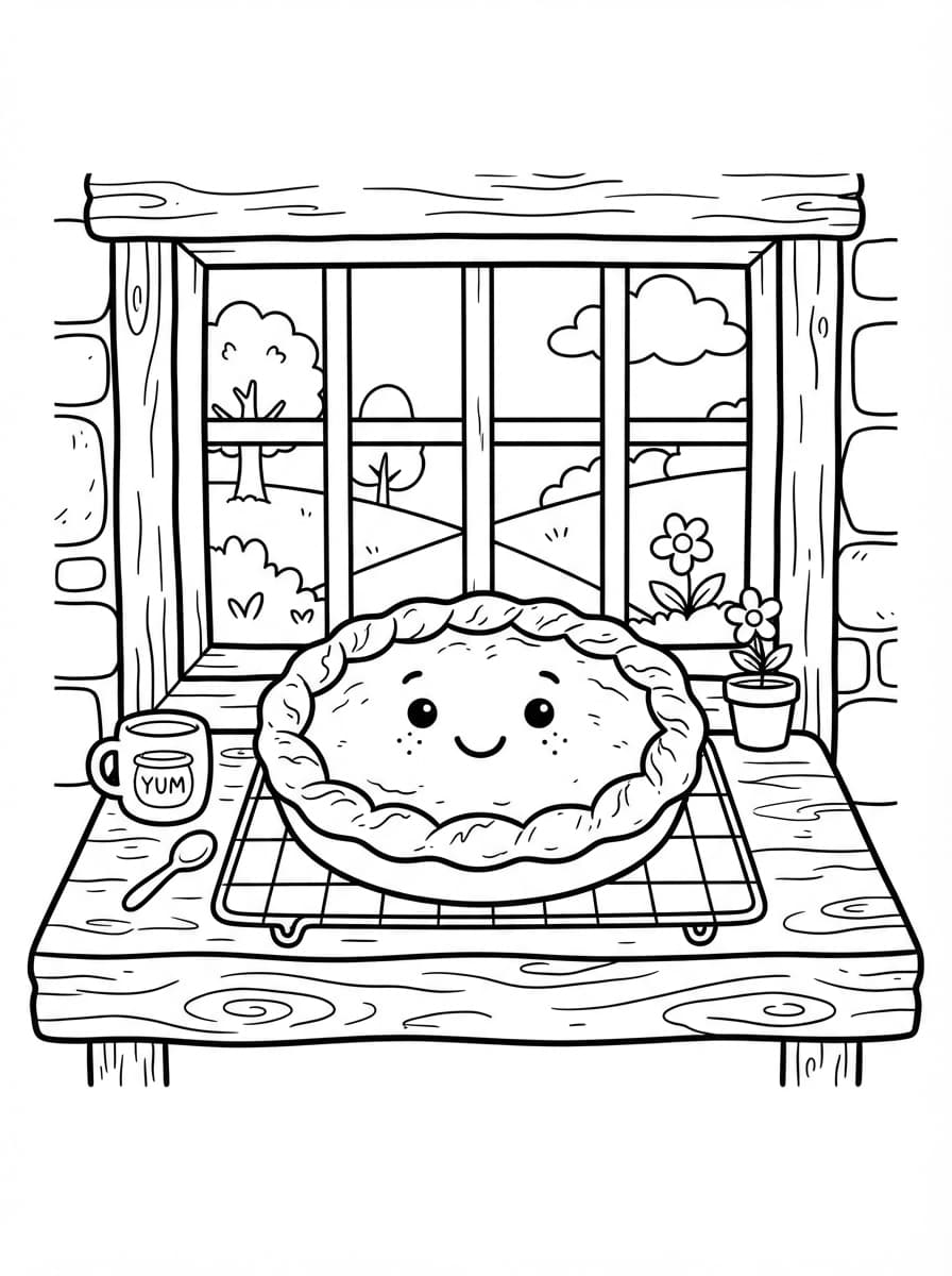 Coloriage Roule Galette Souriante à la Fenêtre