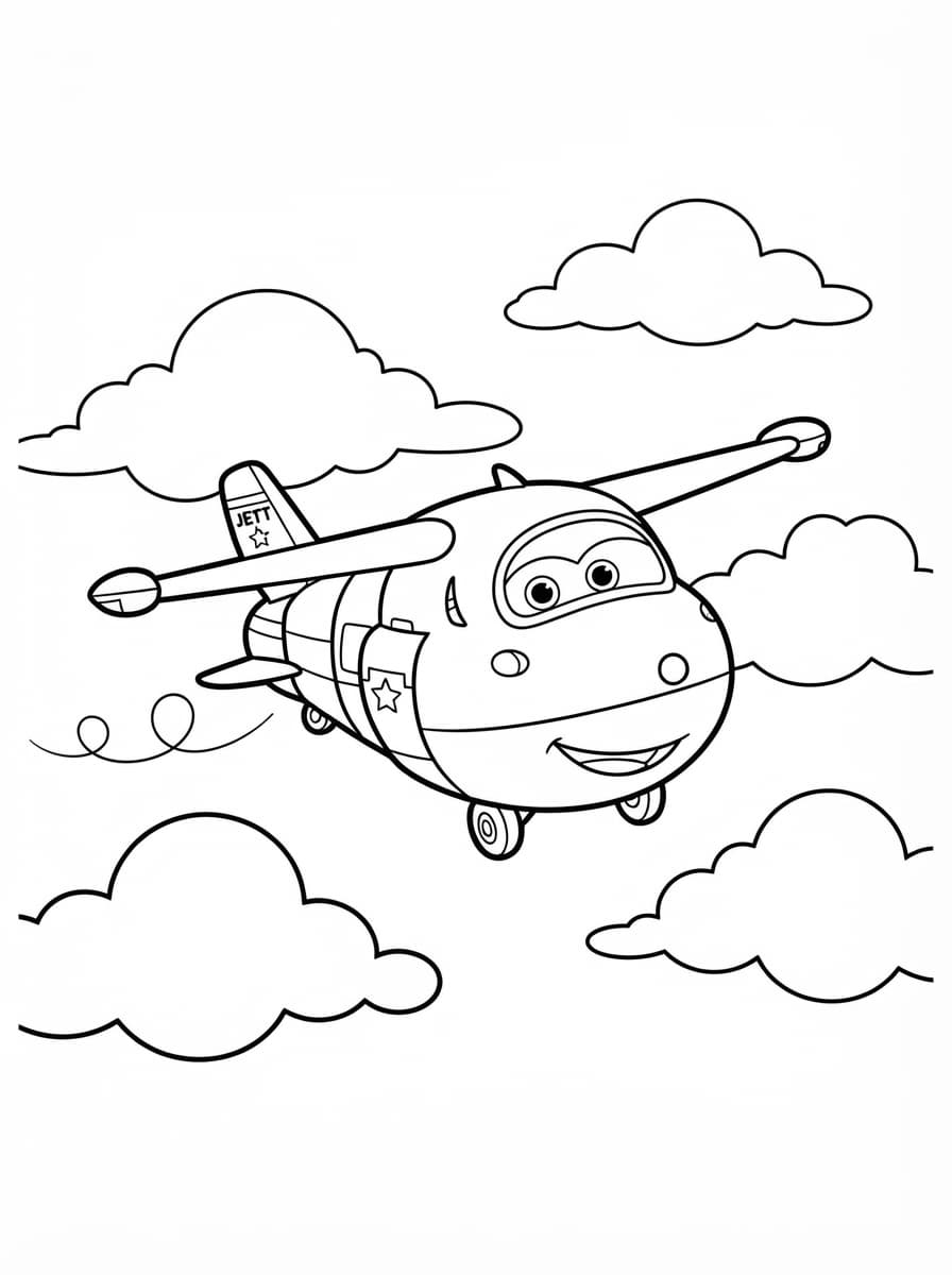 Coloriage Jett le Petit Avion dans les Nuages