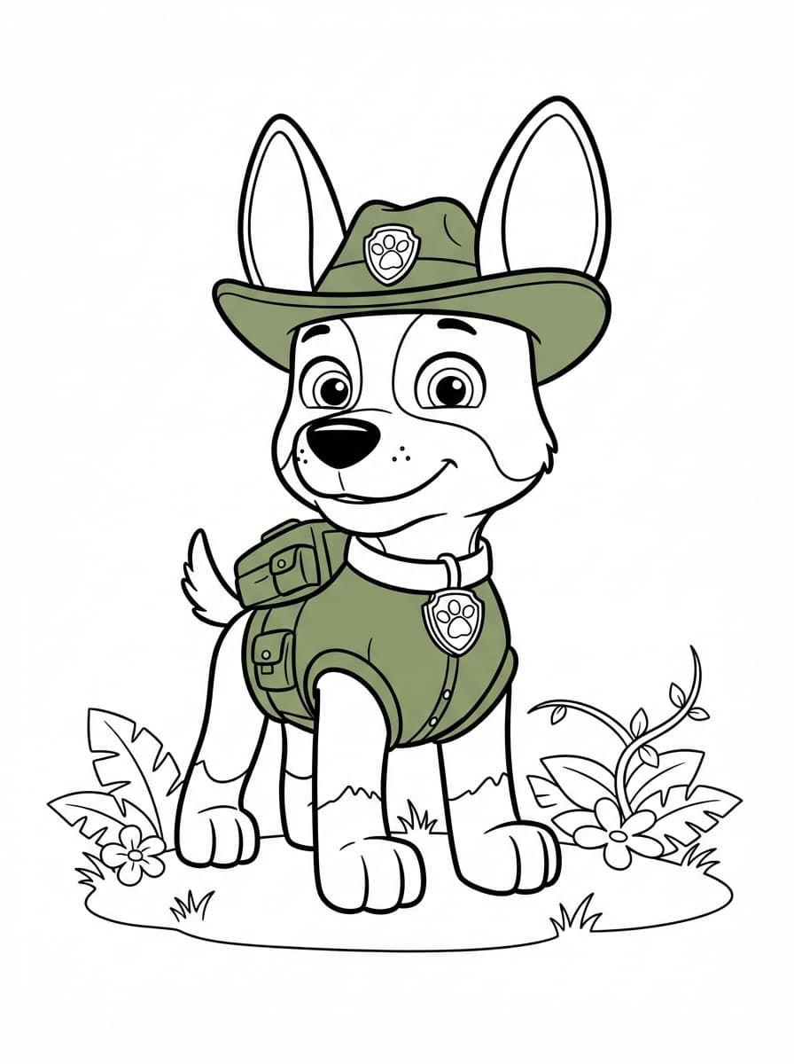 Coloriage Tracker le Chiot Safari aux Grandes Oreilles