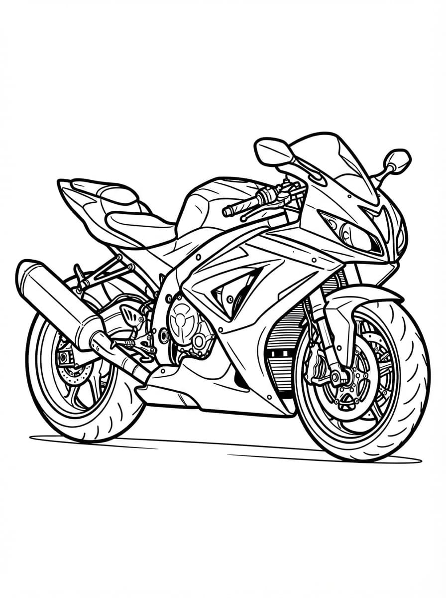 Coloriage Moto Sportive et Aérodynamique