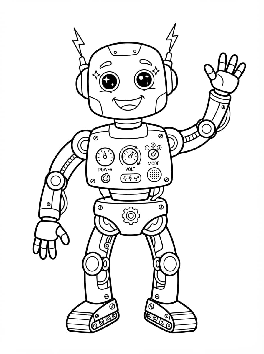 Coloriage Robot Rigolo aux Yeux Clignotants