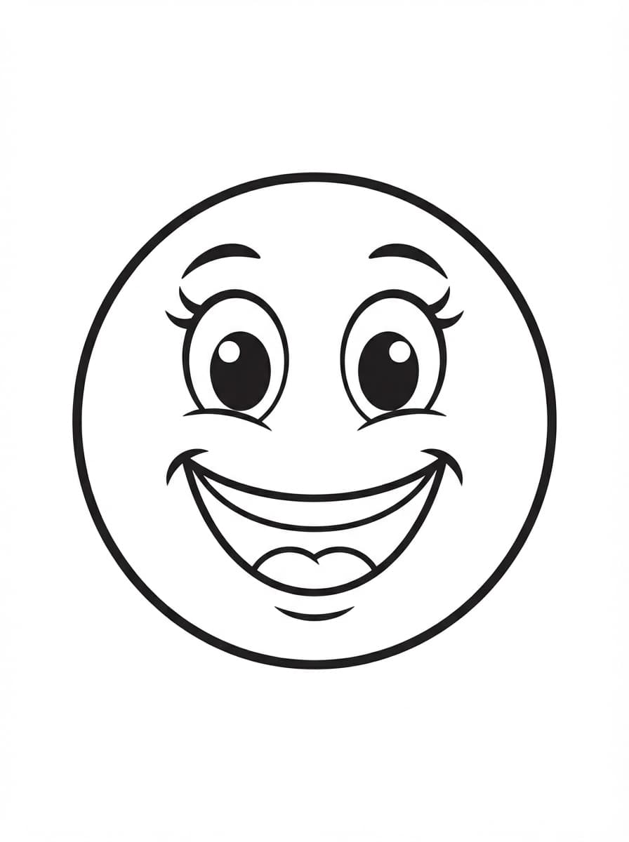Coloriage Émoji Joyeux au Grand Sourire
