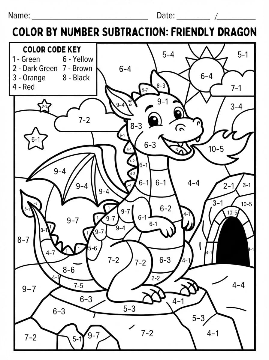 Coloriage Magique soustraction