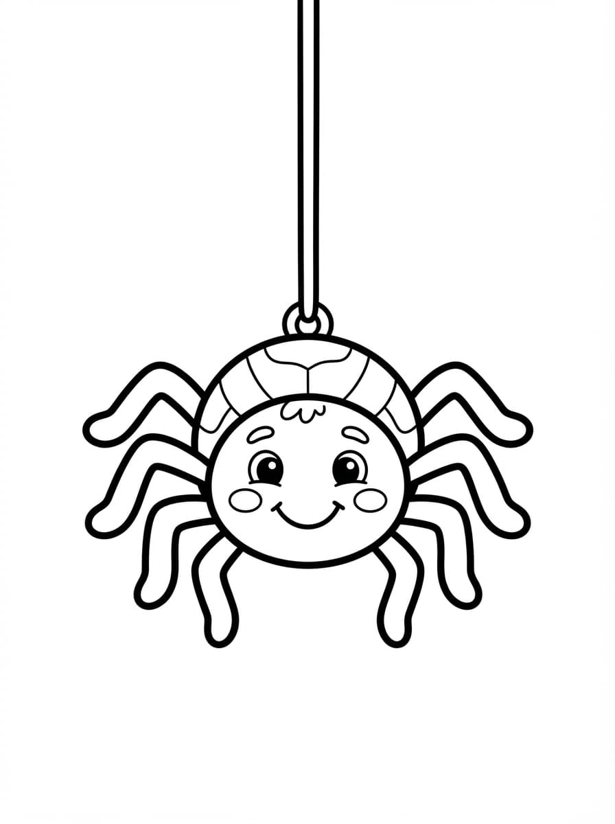 Coloriage Petite Araignée Joyeuse sur son Fil