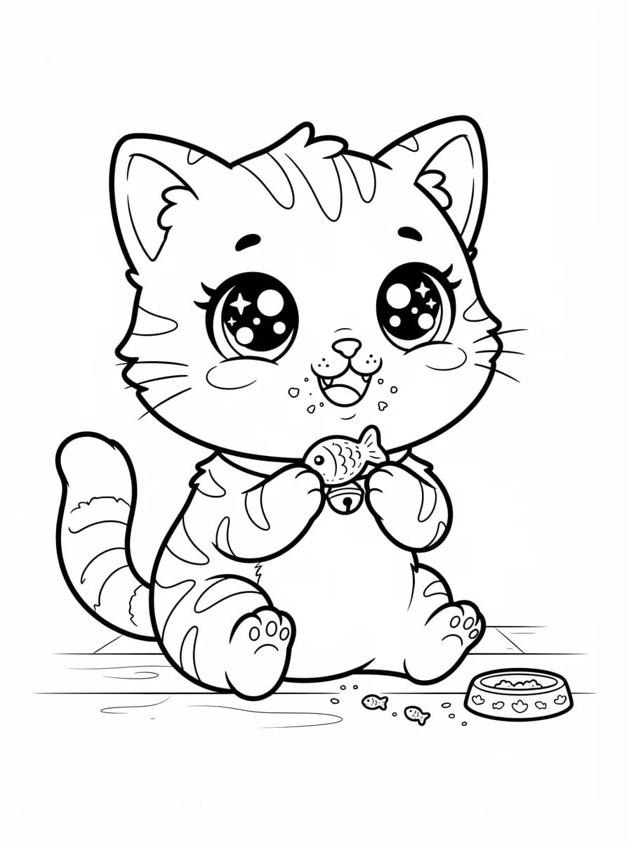 Coloriage Chaton kawaii