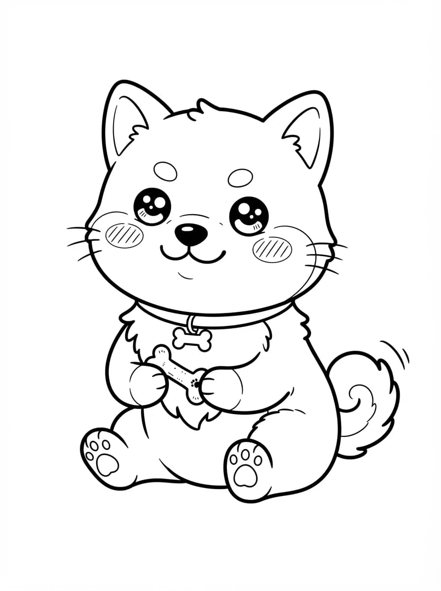 Coloriage Chien kawaii