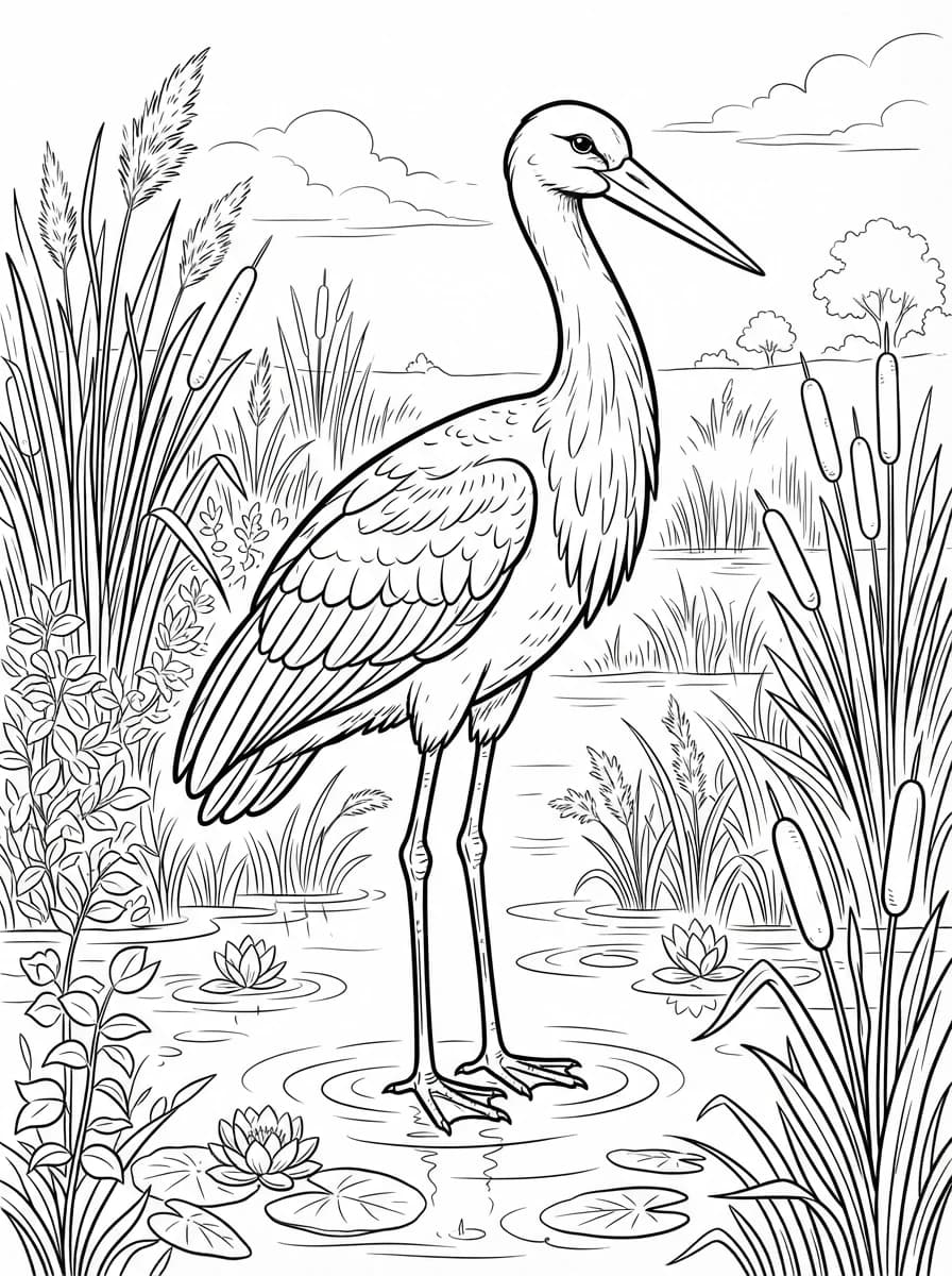 Coloriage Cigogne