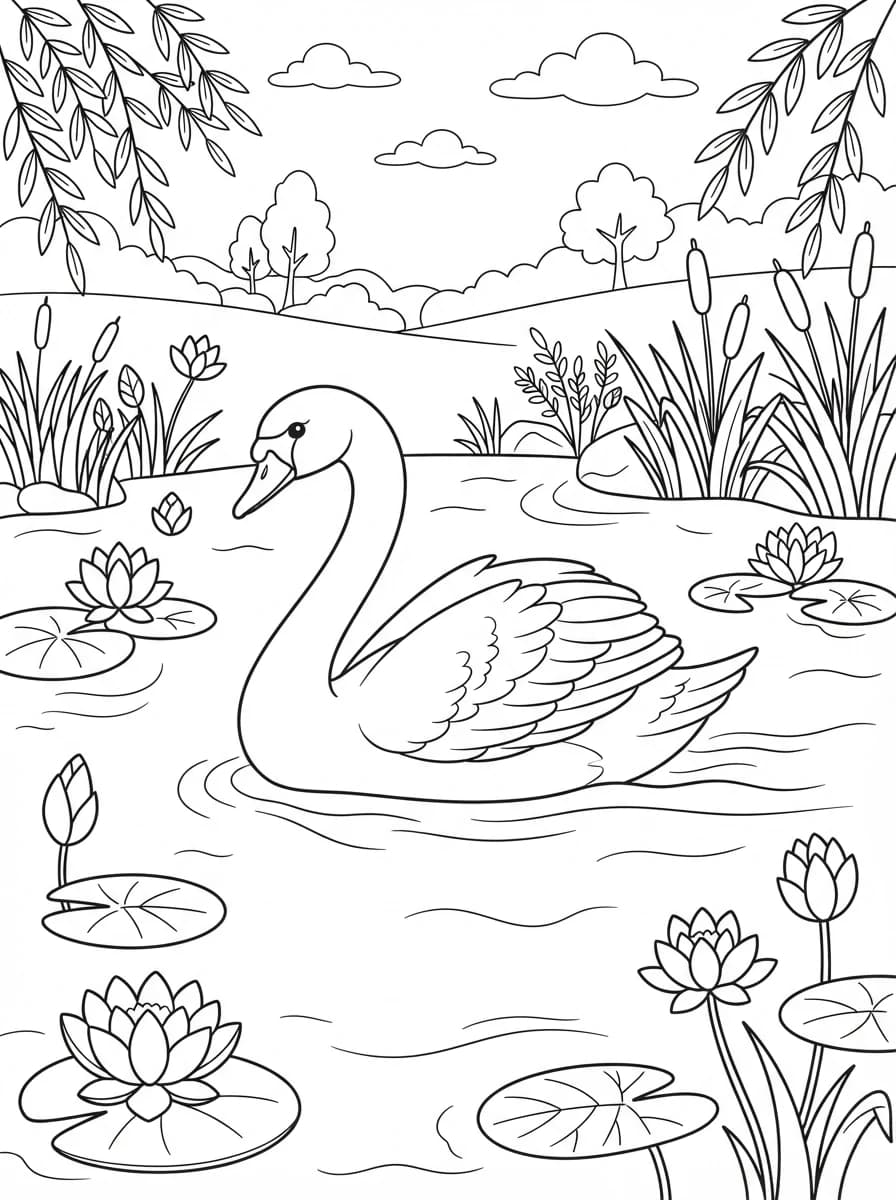 Coloriage Cygne