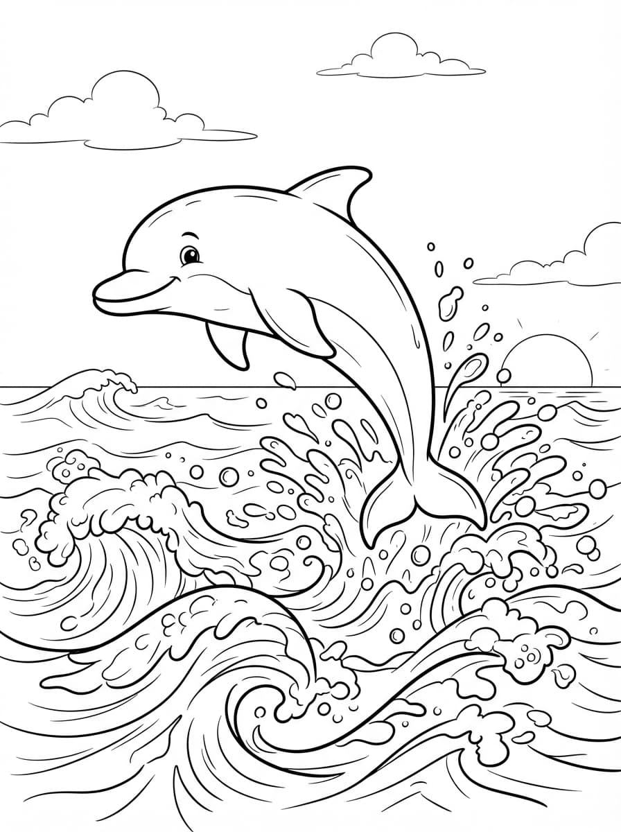 Coloriage Le Grand Saut du Dauphin Joueur