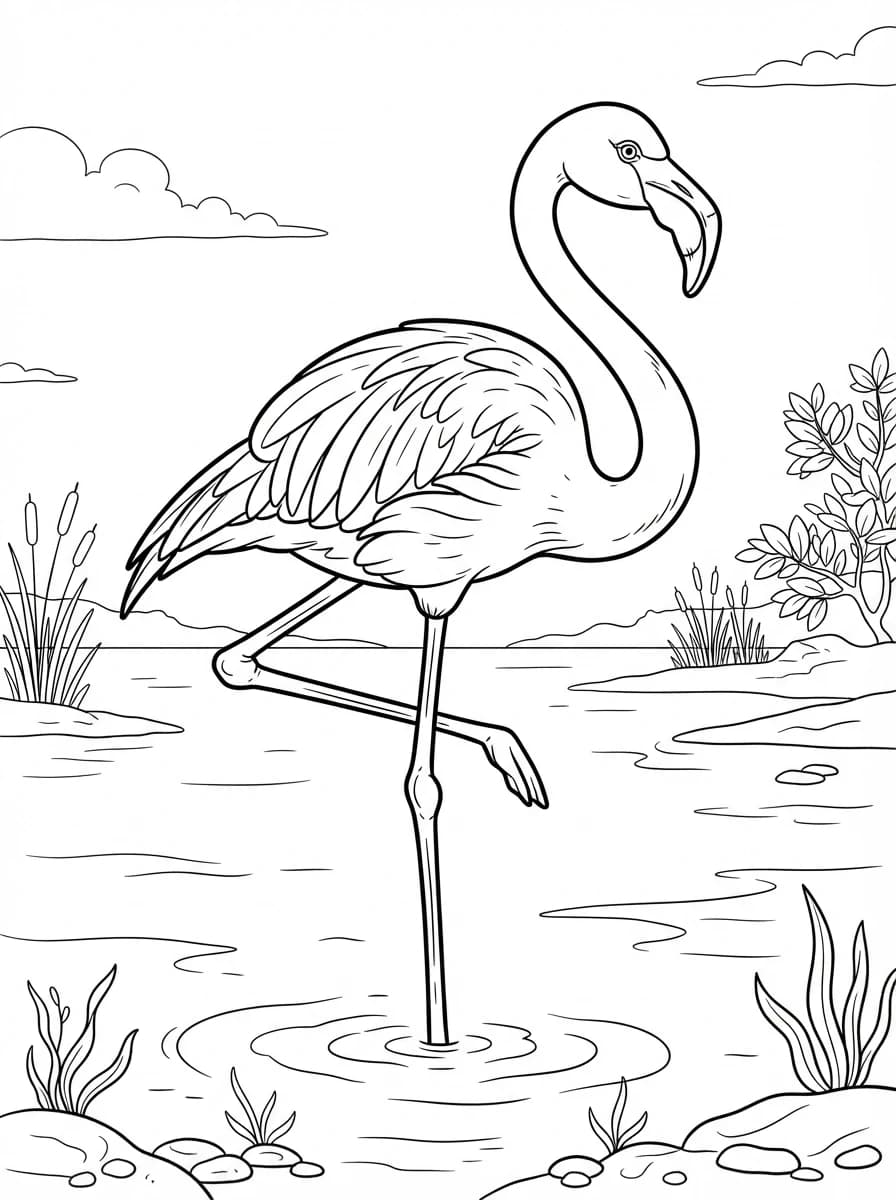Coloriage Flamant rose