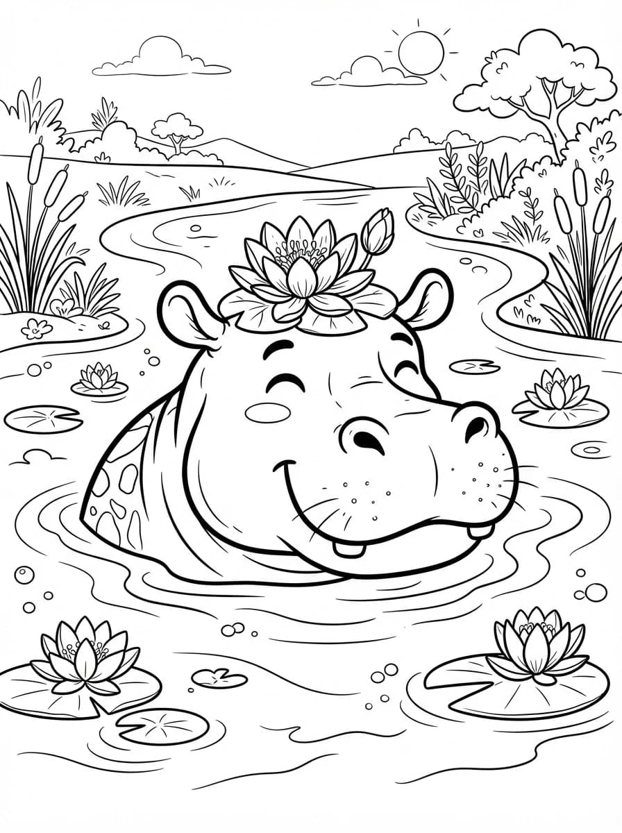 Coloriage Hippopotame