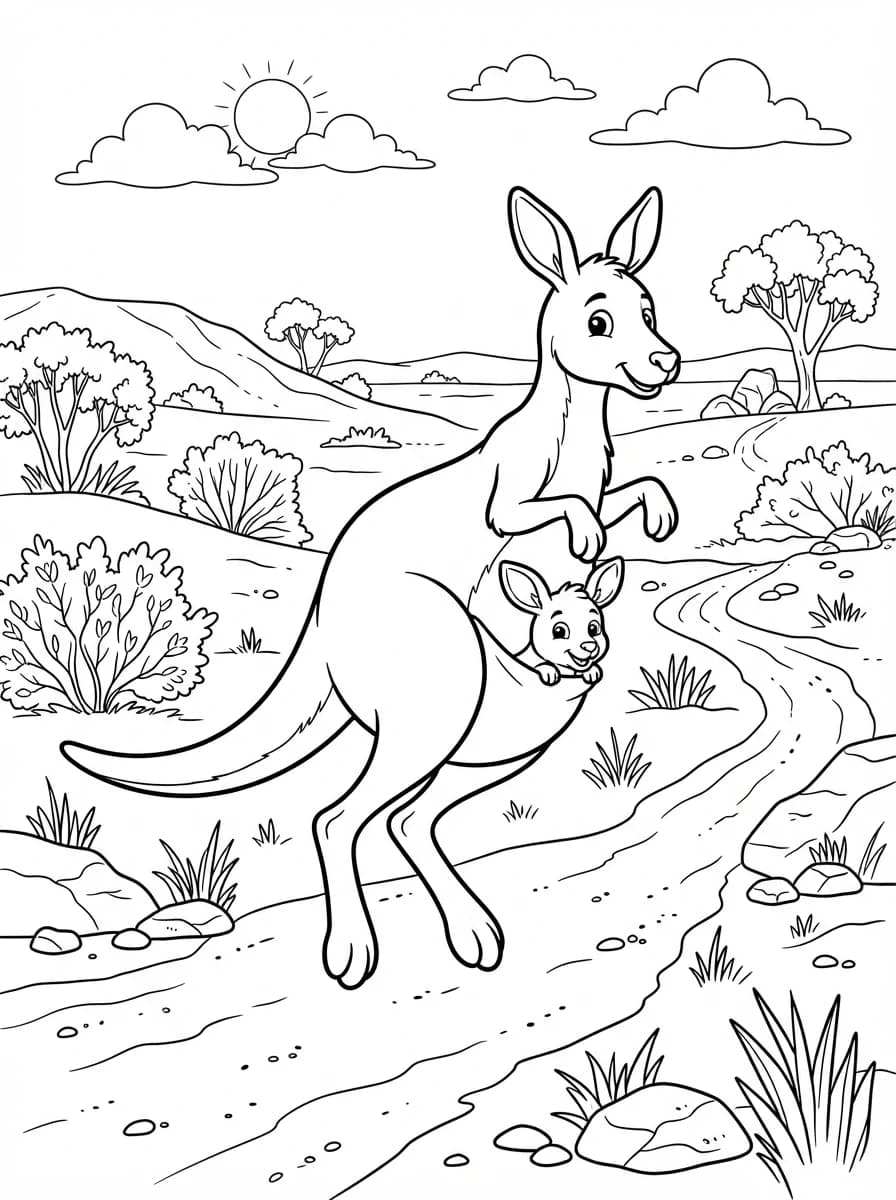 Coloriage Kangourou