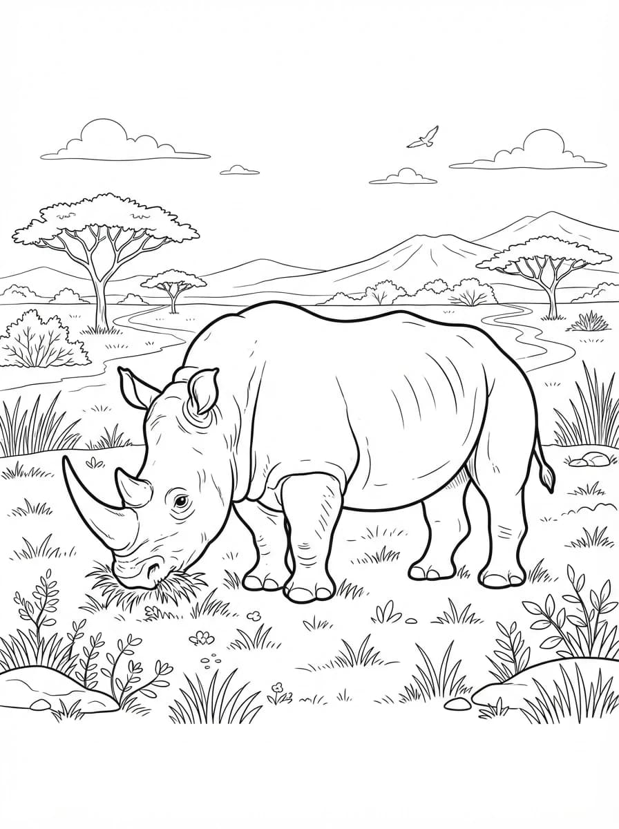 Coloriage Rhinocéros