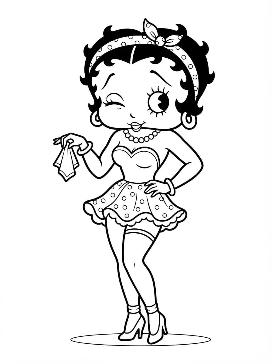 Coloriage Betty Boop et son clin d'œil malicieux