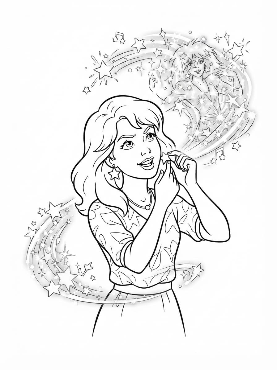 Coloriage La métamorphose magique de Jerrica en Jem