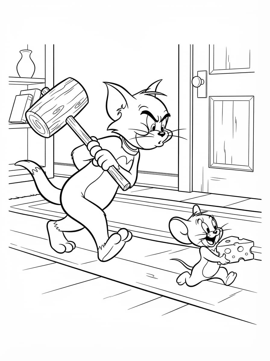 Coloriage Tom à pas de loup et la ruse de Jerry