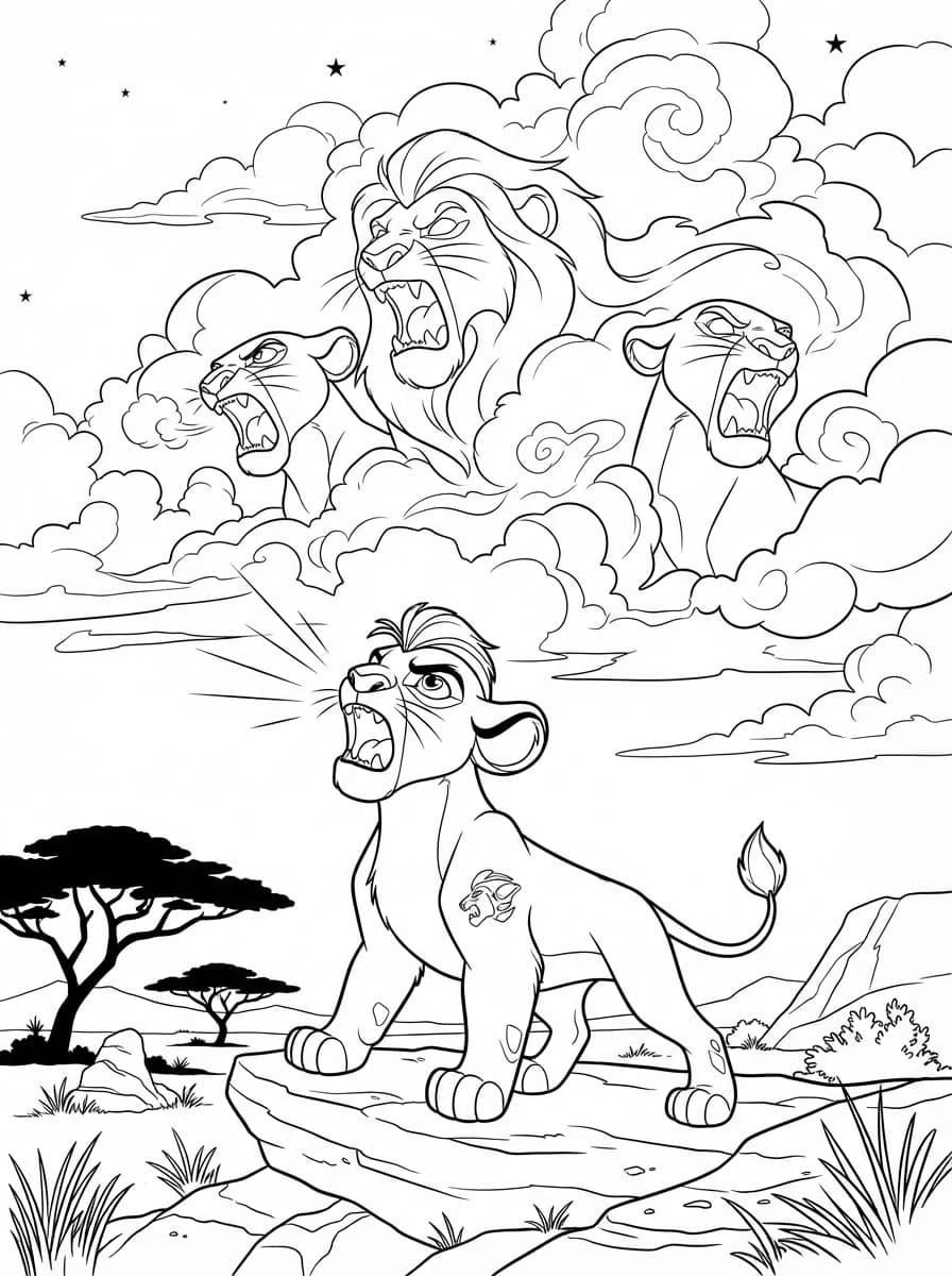 Coloriage Kion et le Rugissement des Anciens