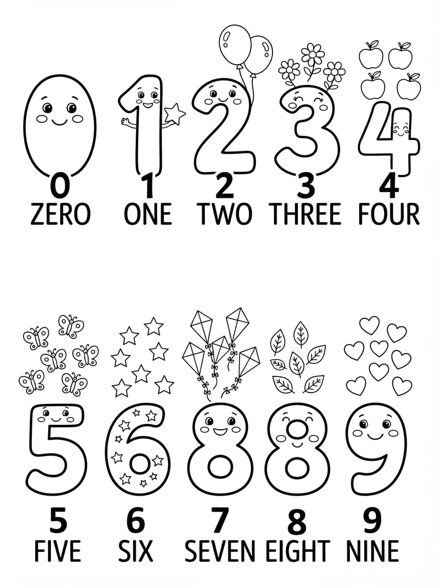 Coloriage Éducatif : Les Chiffres Rigolos de 0 à 9
