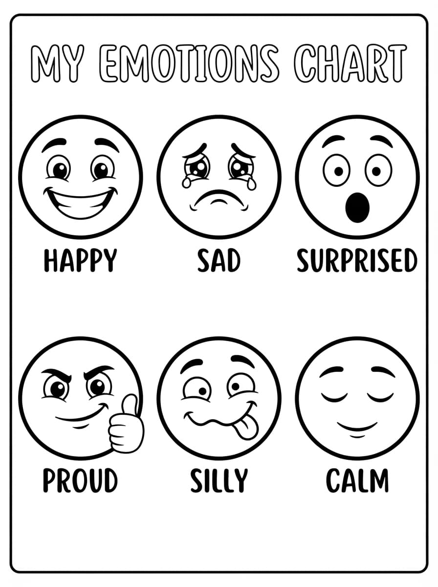 Coloriage Éducatif : La Ronde des Émotions en Smileys