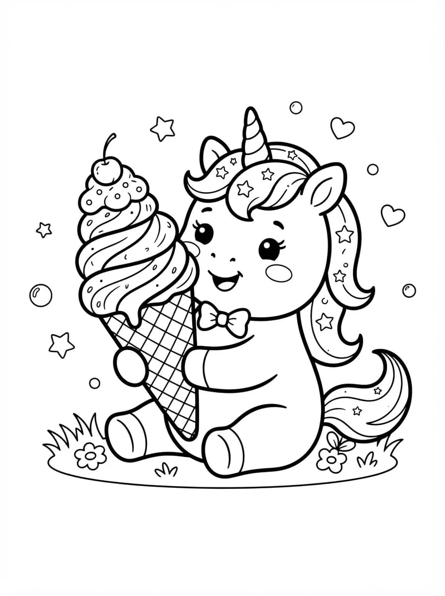 Coloriage Licorne kawaii