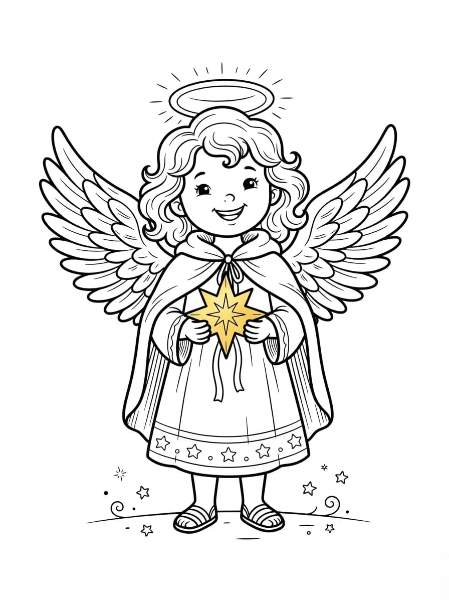 Coloriage Ange de Noël