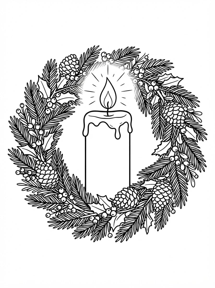 Coloriage Bougie de Noël