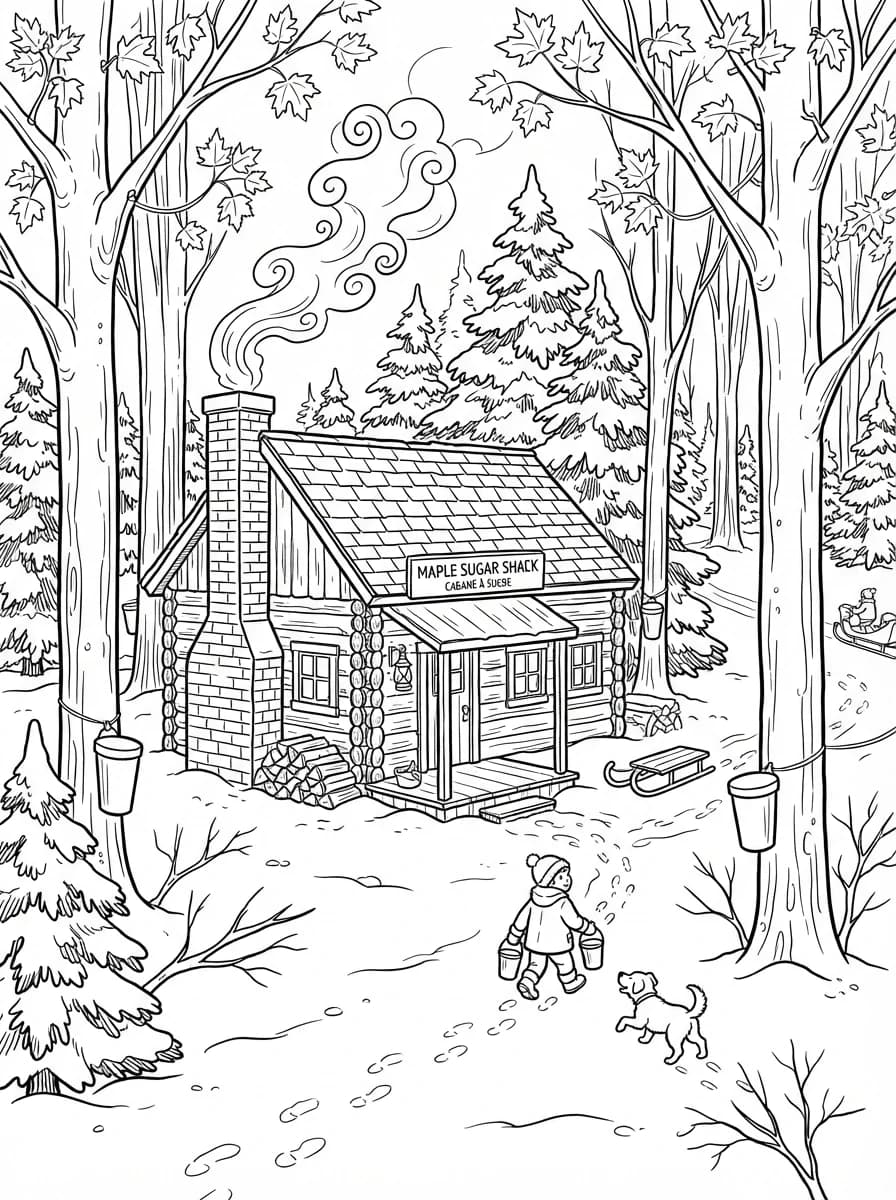 Coloriage Cabane à sucre