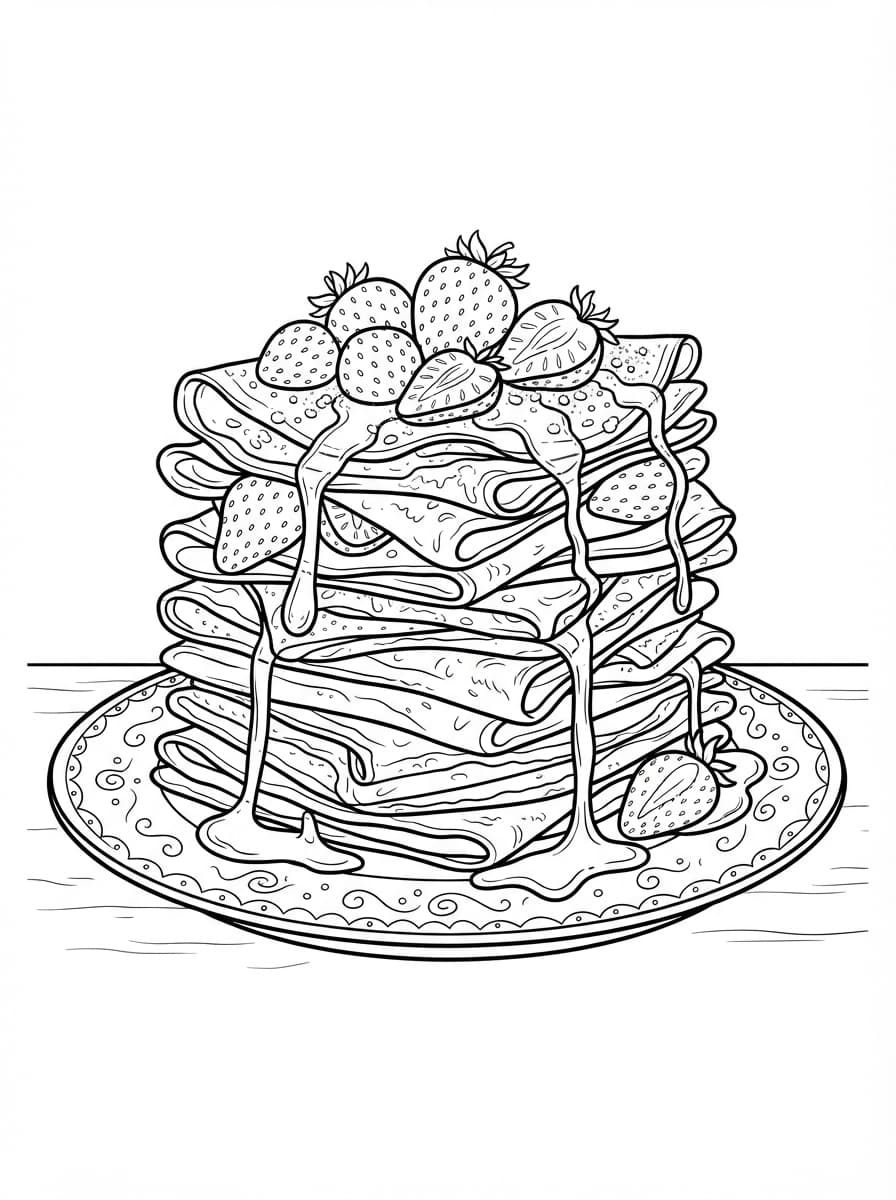 Coloriage La Montagne de Crêpes Gourmandes