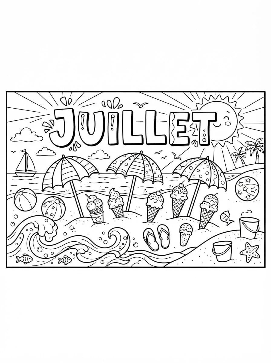 Coloriage Juillet